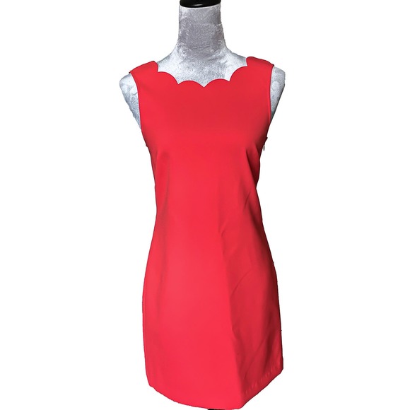 J Crew Dresses & Skirts - J Crew Red Shift Dress with Scalloped neckline Size 2